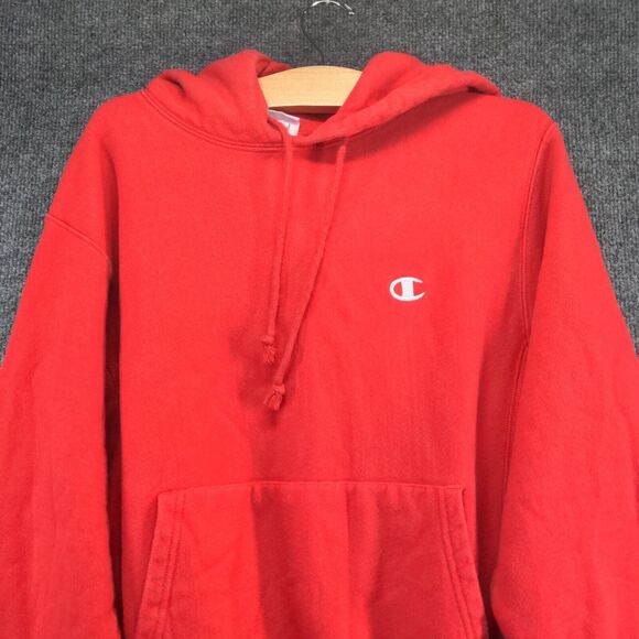 Champion Reverse Weave Mens Pullover Hoodie Sweatshirt Red Small Kangaroo Pocket - Picture 3 of 13